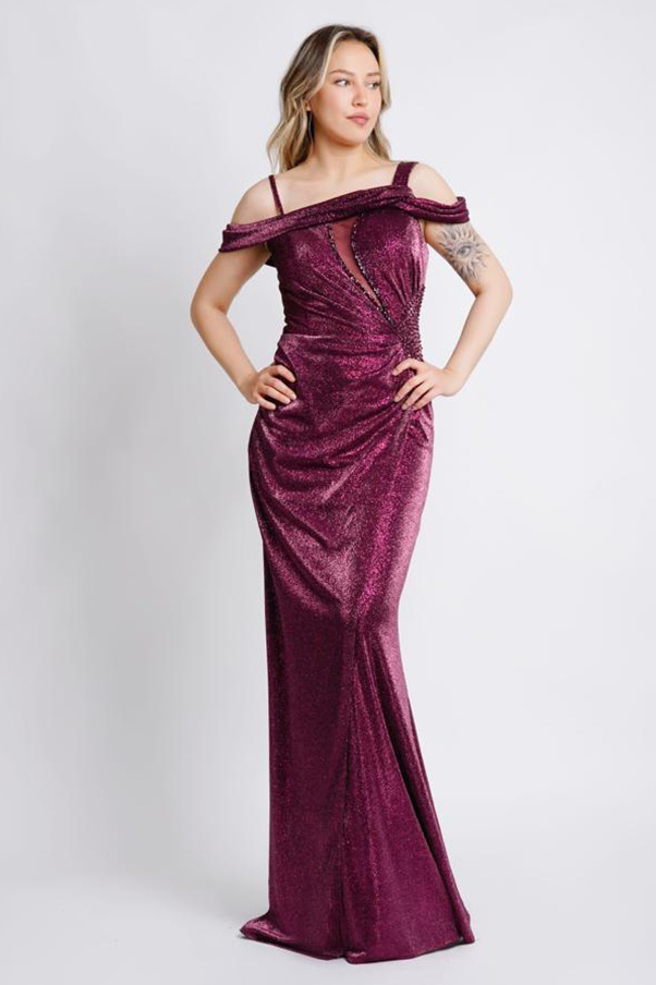 Glitzer der Nacht gemustert damenabendkleid