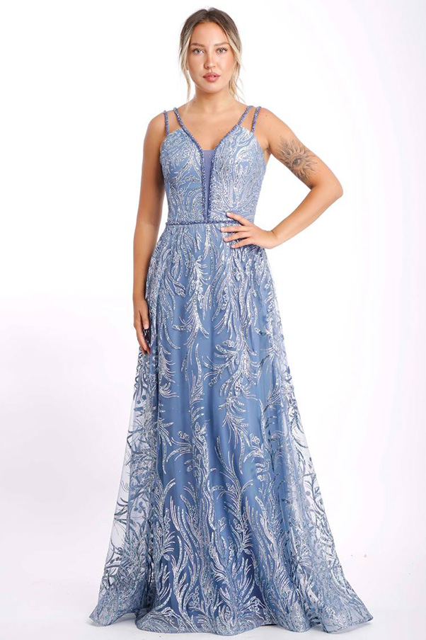 Glitzer der Nacht gemustert damenabendkleid