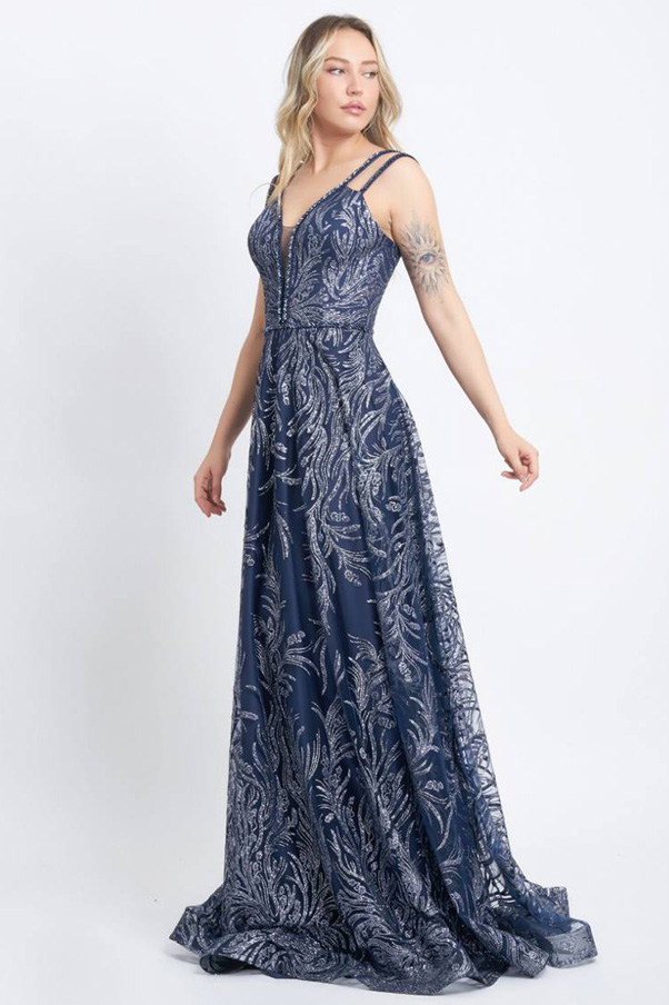 Glitzer der Nacht gemustert damenabendkleid