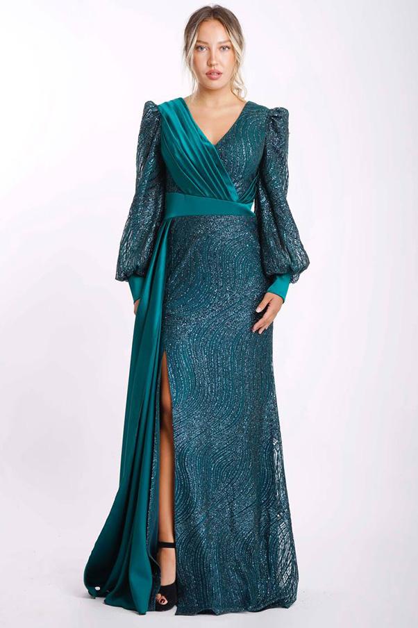 Glitzer der Nacht gemustert damenabendkleid