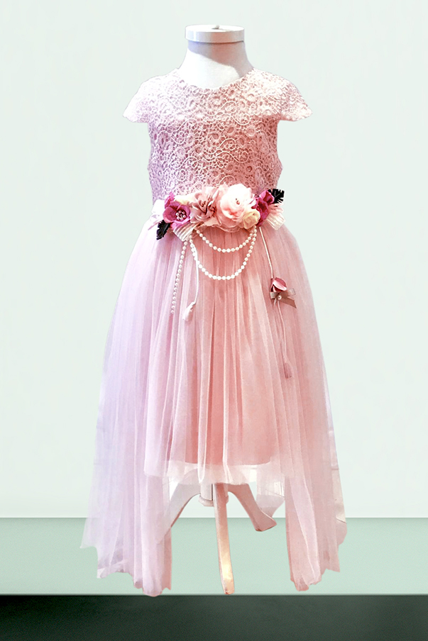 Güpür Beden Karpuz Kollu Yandan Uzun Etekli Abiye