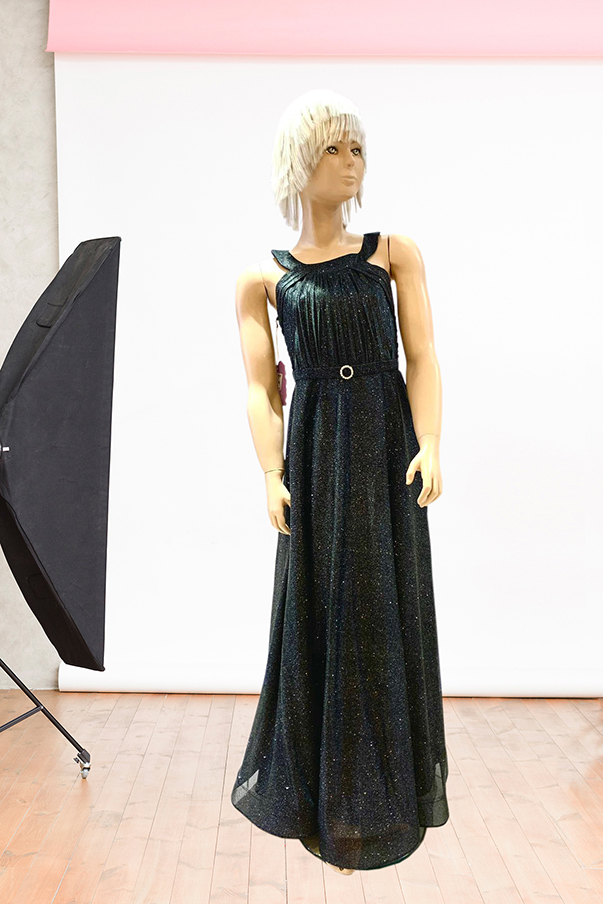 Beden Pilise Etek Simli Şifon Tokalı Uzun Çocuk Abiye