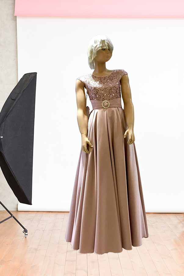 Anjelika Beden Bant Tokalı Kontes Saten Uzun