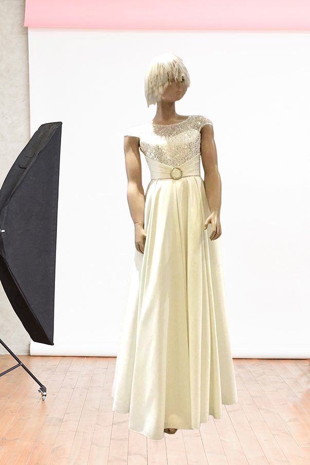 Anjelika Beden Bant Tokalı Kontes Saten Uzun