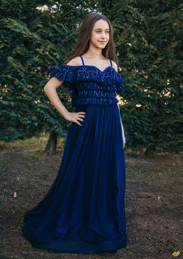 Yaka Katkat Püskül Pullu Likra Tül Prenses