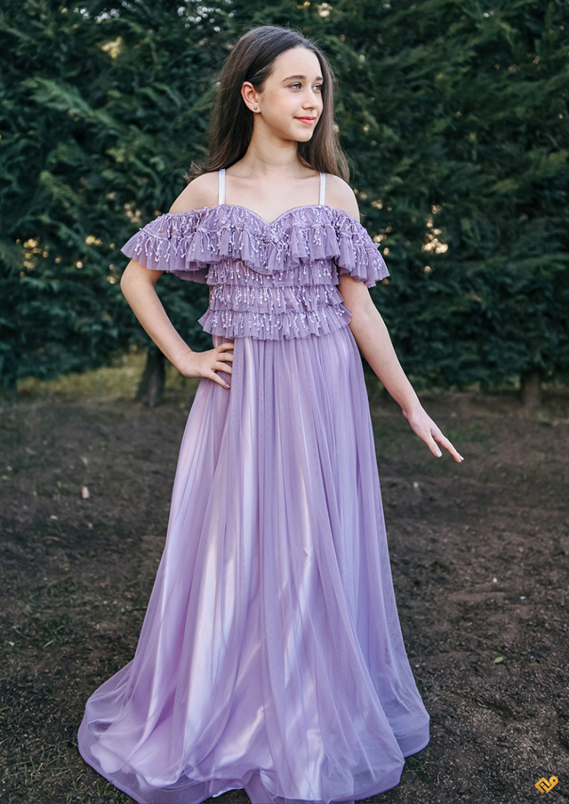 Yaka Katkat Püskül Pullu Likra Tül Prenses