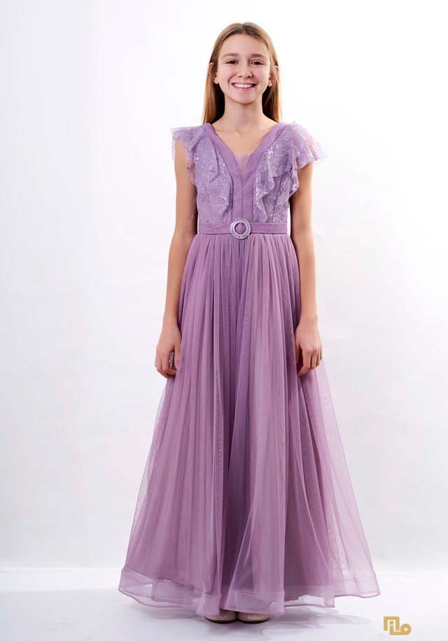 DANTEL BEDEN UZUN TÜL PRENSES ELBİSE Kız Çocuk Abiye